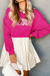 XOXO Sequin Heart Long Sleeve Dress OutfitFlow